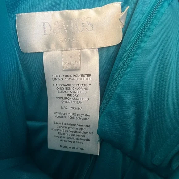 David's Bridal Turquoise Bridesmaid Dress - Picture 2 of 3